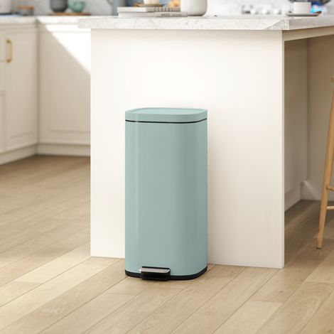 Cubo de basura de cocina de 30 litros con pedal, tapa, cierre suave y función de apertura automática para cocina y hogar. (1/5)