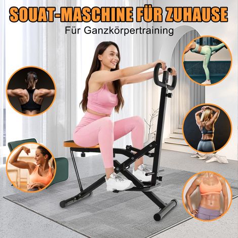 Machine de squat pliable 90 x 58 x 111 cm acier noir avec bandes de résistance à domicile - CHICFURN (1/5)