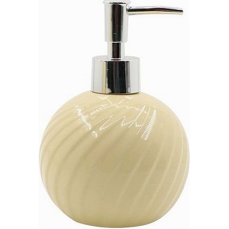 TRADE SHOP - Dispenser Porta Sapone Liquido Sferico Ceramica Rigata Gialla Arredo Bagno 79960 - (1/3)