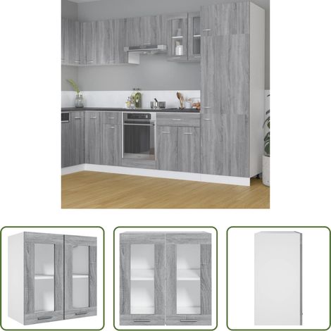 Küchenregal - Hängeschrank Lyon Glas Grau Sonoma 60x31x60 cm Holzwerkstoff (1/5)