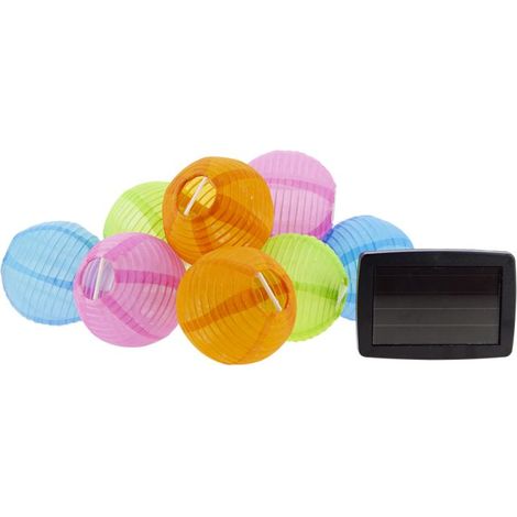 Xanlite – Guirlande LED solaire 5m avec 8 boules multicolores – Température de couleur 2700K – Résistante aux intempéries IP44