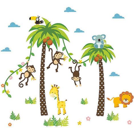 jungle Autocollants Muraux Mural Stickers Chambre Enfants Bb Garderie Salon (1/5)