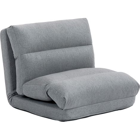 Klappbarer Bodenstuhl mit 6-fach verstellbarer Rückenlehne, graues Polyester, MODENUIT (1/5)