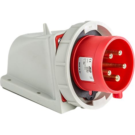 IDE – Socle mâle tétrapolaire 32A 3P+N+T 380V – 5 broches étanche IP67 – Bouchon d'étanchéité inclus – Pour installations industrielles
