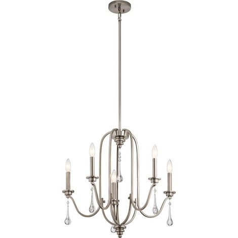 Lampadario Classico Karlee Acciaio Peltro Classico Cristallo 5 Luci E14 (1/5)