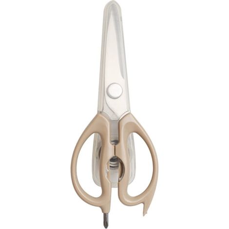 Forbici da cucina multifunzione, in acciaio inox con fodero magnetico e impugnatura morbida e confortevole - kaki