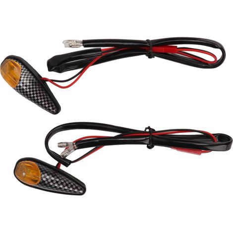 Clignotants latéraux moto style carbone 12V universels, feu indicateur avant arrière pour scooter roadster, paire de clignotants LED résistants (1/5)
