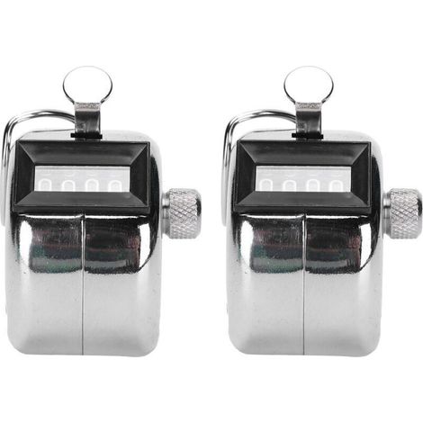 Lot de 2 compteurs manuels en acier inoxydable 0-9999 avec bouton pour inventaire d'atelier (1/4)