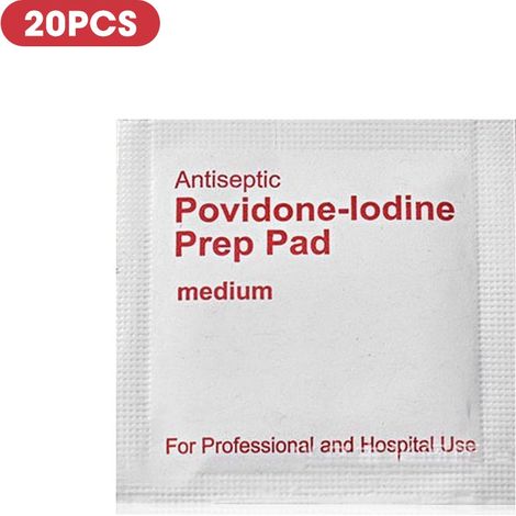 Lingette jetable non tissée imprégnée de povidone iodée, coussinet désinfectant portable et respirant (20 pièces) (1/5)