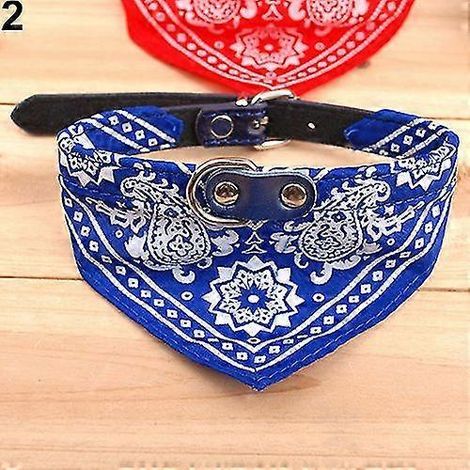 Écharpe ajustable pour animaux de compagnie, collier pour chien ou chiot, écharpe triangulaire tendance - Bleu Yx (1/5)