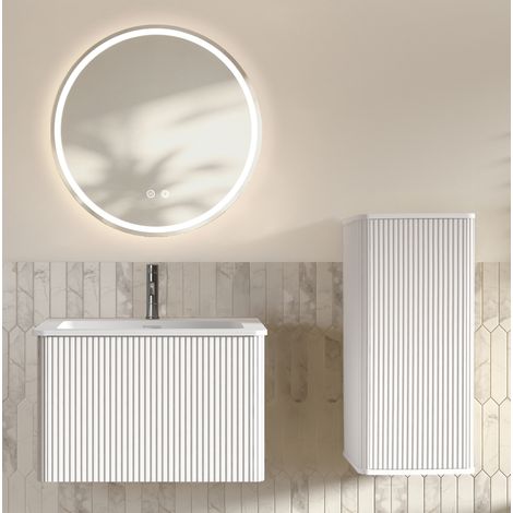 Badezimmermöbel mit Waschbecken und LED-Spiegel 60 cm, weiß HAVRYA (1/5)
