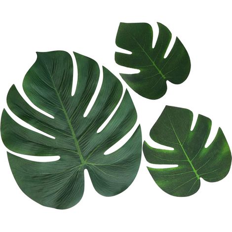 70 feuilles de palmier artificielles, décoratives et pratiques, 10 modèles différents, ensemble de feuilles de jungle artificielles pour la maison (1/5)