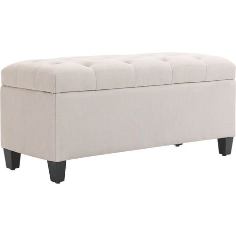 Banc de rangement/repose-pieds/bout de lit/meuble de rangement, idéal pour les salons, les chambres ou les entrées, dimensions : 100 x 40 x 44 cm, blanc. (1/5)