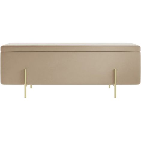 Lola Storage Ottoman - Velvet/Metal - L45 x W116 x H45 cm - Beige/Brushed Gold