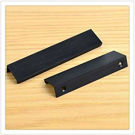 furniture handle Cabinet Hardware, Recessed Recessed Handles, Furniture Door Drawer Wardrobe Cupboard Pulls, Pack of 10 (6.3" Hole Center, Brushed Matte Black) (1/5)