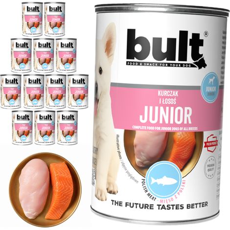 BULT JUNIOR Nassfutter für Hunde, Huhn und Lachs, 12 x 400 g, für Welpen (1/2)