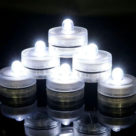 12 Pack Mini Submersible LED Lights, Mini Submersible LED Candles Lamps, IP68 Waterproof, Battery Operated, for Pond, Party, Wedding, Pool, Garden and Bath (White)