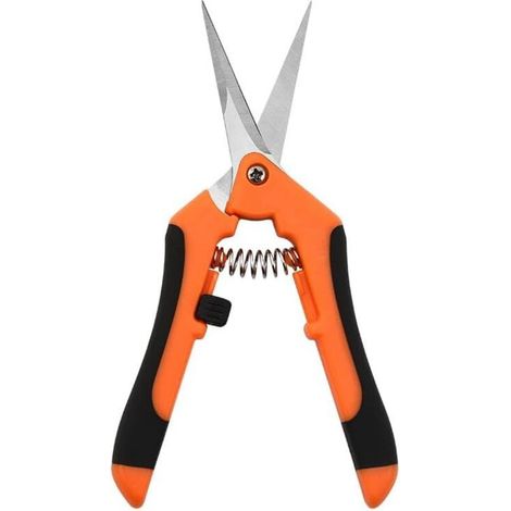 Ciseaux de jardinage de 6,5 pouces, sécateur manuel, sécateur avec lames droites en acier inoxydable, orange, paquet de 1
