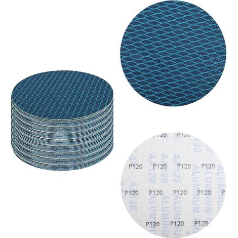 Schleifscheiben 150mm Klett 32 Stück Holz Metall Lack Blau 120 Körnung (1/5)