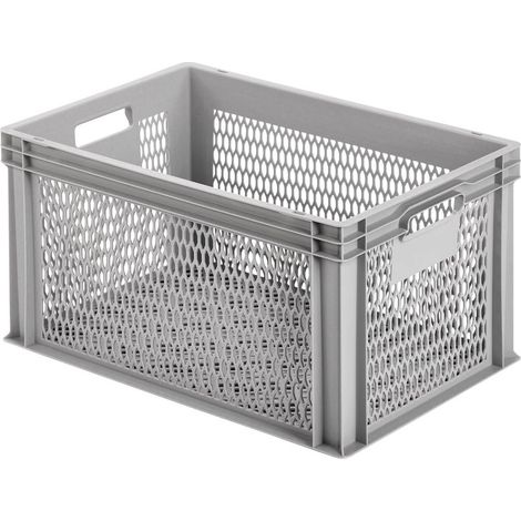Alutec – Bac de rangement grillagé 75070 – Dimensions 600 x 400 x 320 mm – Polypropylène gris – 1 pièce