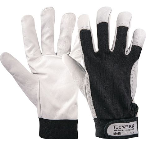 TECWERK Handschuhe Main Gr.11 schwarz/naturfarben EN 388 PSA II TECWERK