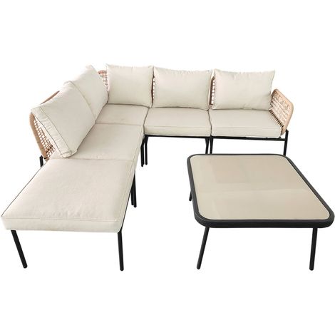 sweeek - Gartenmöbelset für 5 Personen aus Stahl mit Seilbespannung