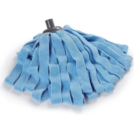 Tete De Balai - Microfibre Bleue - Diametre Manche 2 Cm - Pour Sols Durs - 1 Unite (1/5)