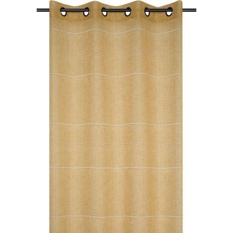 Voilage ajouré à oeillets  - Effet matière Jaune moutarde 140x260 cm