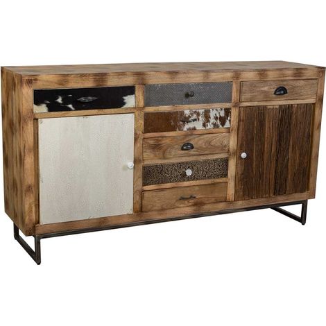 Aparador de madera y recortes de piel marrón 180x47x95 (1/5)