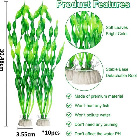 10 plantes aquatiques artificielles pour aquarium (1 pièce) - Algues vertes (1/5)