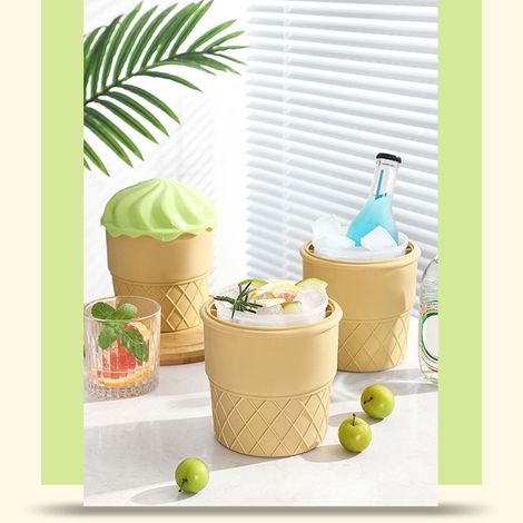 Seau à glace en silicone pour crème glacée, boissons, champagne, vin rouge et bière machine à glaçons créative d'extérieur seau à vin vert. (1/4)