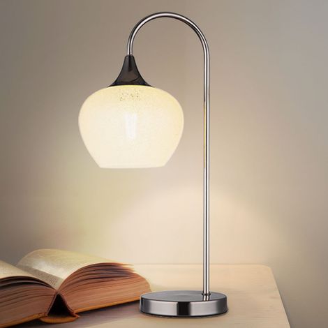 Lampe de table lampe d'appoint lampe de lecture métal noir-chrome veilleuse, 1x E27 LED blanc chaud, longueur x largeur x hauteur 27,5 x 16 x 54 cm, salon chambre à coucher (1/5)