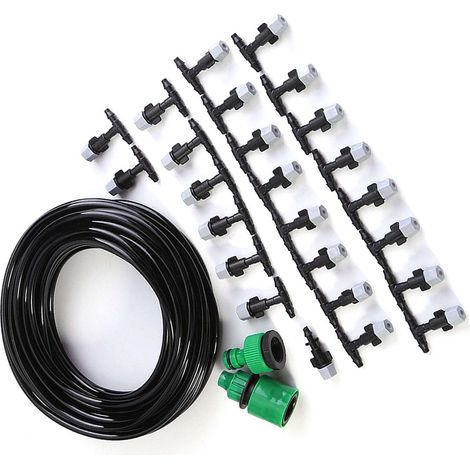 Système de brumisation d'eau pour jardin et terrasse, tuyau d'arrosage avec buse, kit de micro-irrigation de 15 m (1/5)
