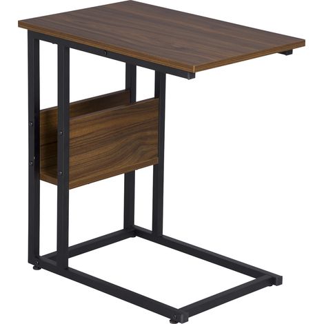 WOLTU Table basse en métal et MDF, Table à thé, 55x36x59, 5 kg environ, Hêtre foncé (1/4)