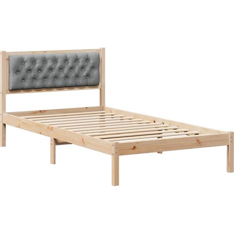 Lit simple,Lit Adulte,Cadre de lit Gris clair 100 x 200 cm Pin massif CFW202211 (1/5)