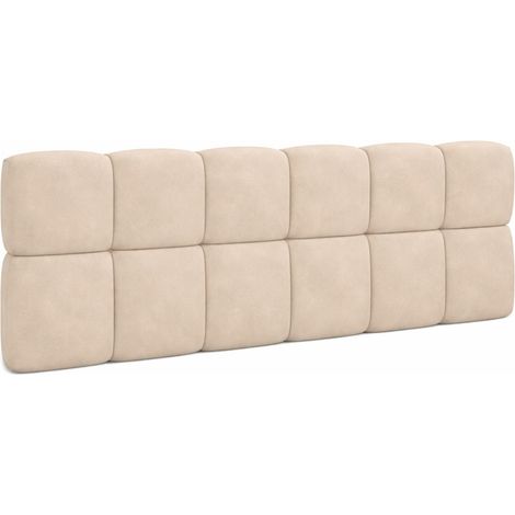 Tête de lit suspendue matelassée NUAGE velours beige 160 cm