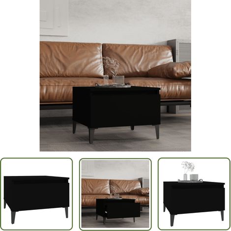 The Living Store Beistelltisch Schwarz 50x46x35 cm Holzwerkstoff - Industrieller Stil - Beistelltisch - Couchtisch - Wohnzimmerstil - Holzwerkstoff (1/5)