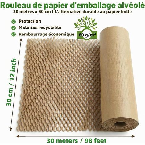 Roll of Kraft Honeycomb Paper for Protection, Upholstery, Moving Boxes (30 cm x 30 m) (1/3)
