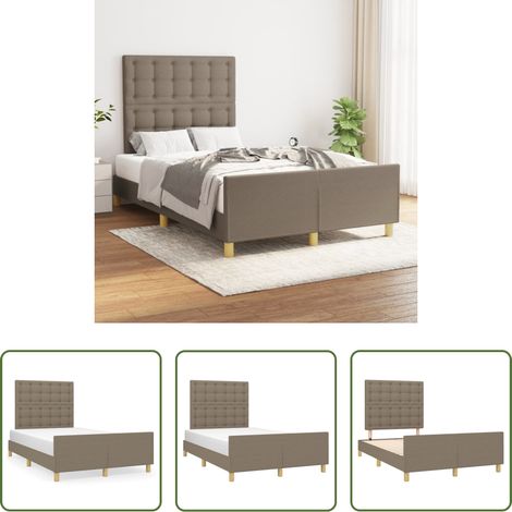 Kopfteil - Bettgestell ohne Matratze Taupe 120x200 cm Stoff (1/5)