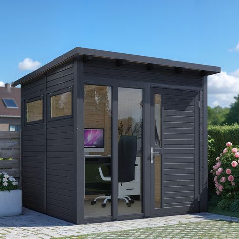 Studio de jardin bois Bertilo 19mm Pentus 2 avec plancher 4,75m² anthracite