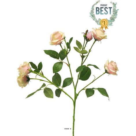 Branche de Rosier artificielle, 4 ramures, 68 cm Rose pâle - BEST - couleur: Rose pâle