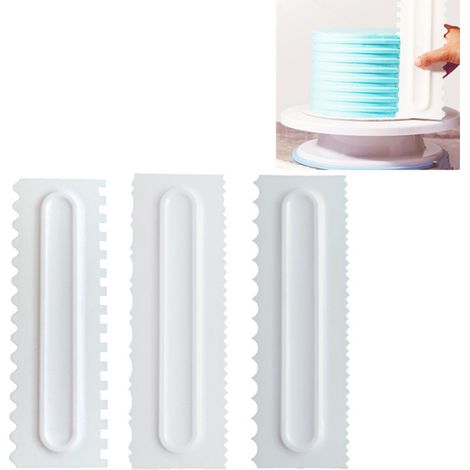 Lot de 3 spatules à gâteau en plastique alimentaire, lisseur et peigne à glaçage pour pâtisserie, outil de décoration fondant