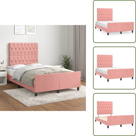 Bettgestell mit Kopfteil Rosa 120x200 cm Samt - Samtsofa - Rosa Sofa - Doppelbett - Boxspringbetten - Bettenrahmen (1/5)