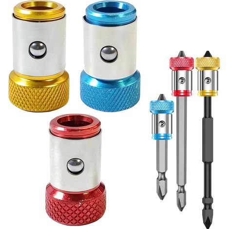 3pcs Magnétique Porte-embout avec Butée de Profondeur de Vis Réglable 1/4" Hex Tige Cloison Sèche Embout de Visseuse Placo pour Plaques de Plâtre avec Embouts de Tournevis PH2 (1/5)