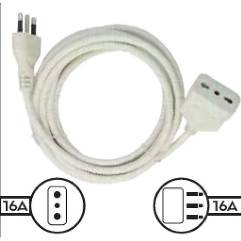 Mcair prolunga cavo linerare 16a 5mt bianco con spina e presa 27548n