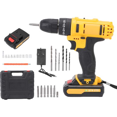 [JAMAIS UTILISÉ]Perceuse sans fil 21 V, visseuse à percussion 3 en 1, couple max. 35 N.m, 1280 tr/min, vitesse variable, compatible perçage Ø 10 mm, 2 batteries incluses, lampe de travail LED, tournev (1/5)