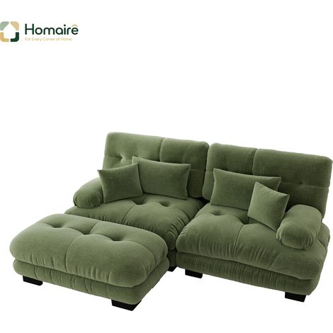 Canapé modulable en chenille vert avec accoudoirs 220 x 145 x 81 cm HOMAIRE (1/5)