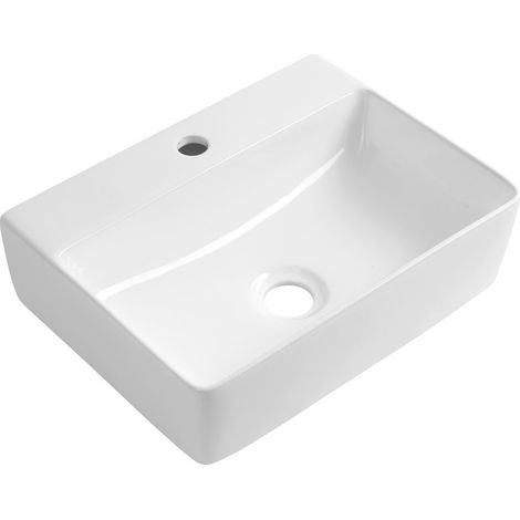 Lavabo en céramique MERCY 40x30cm, blanc (1/4)