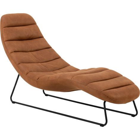 Diván Norsica 844, Marrón, 86x63x156cm, Cuero ecológico, Patas: Metal