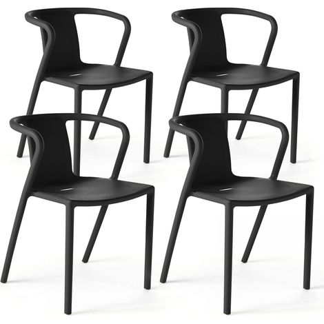 Oviala – Lot de 4 chaises de jardin en polypropylène – Assise ajourée pour évacuation des eaux – Empilables et légères – Dimensions 60x60x80cm (1/5)